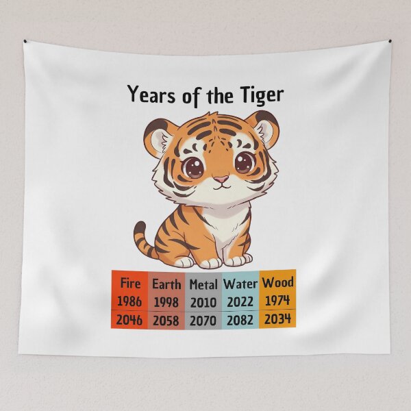 Item preview, Chinese Zodiac Tiger Years | Endearing Animal Illustration designed and sold by Pets & Memes & Stuff.