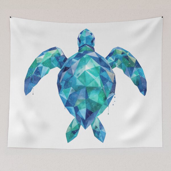 Item preview,  Blue Geometric Low Poly Crystal Sea Turtle designed and sold by zoughlal.