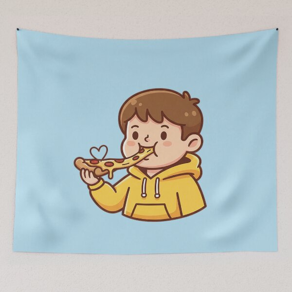 Item preview, The boy with the cheesy pizza. designed and sold by FluffyGallery.