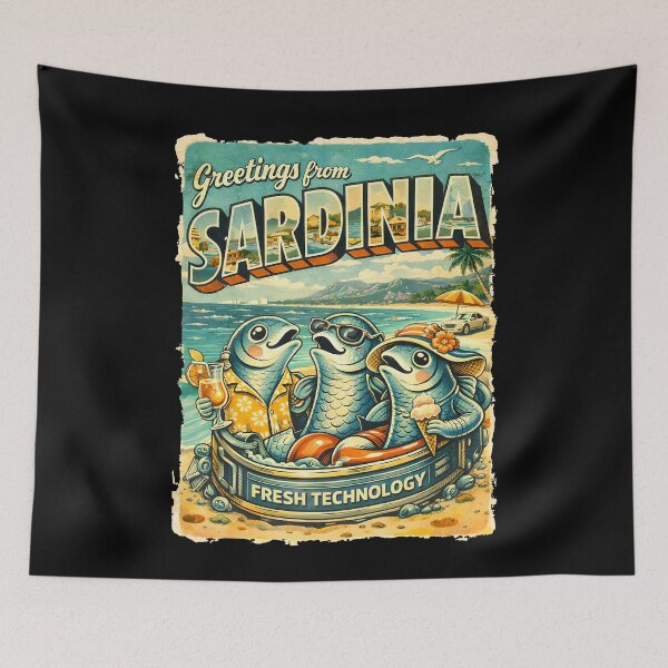Item preview, Vintage Sardine Beach Vacation Tin Travel Art   designed and sold by ZuToMi.