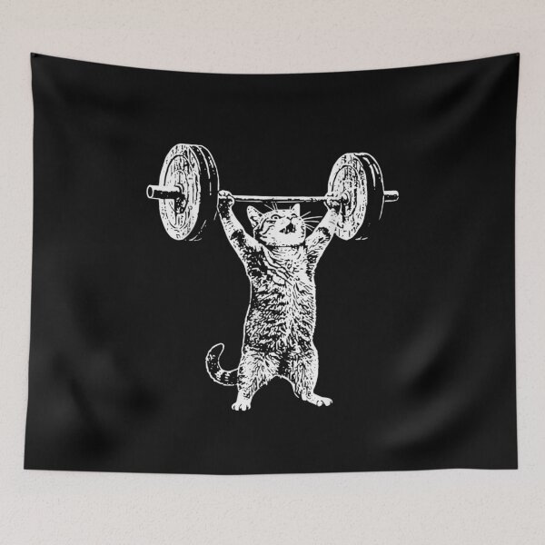 Item preview, Funny Strong Cat Weightlifting Illustration For Gym Motivation designed and sold by Suzu Comena.