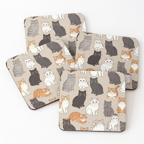Item preview, Cute Cat Illustration Pattern designed and sold by SassyArtistry.