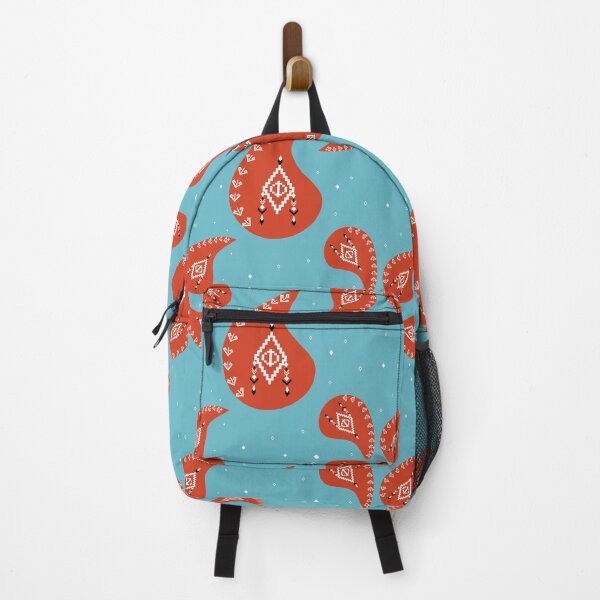 Item preview, Red Paisley Pattern on Pastel Blue designed and sold by AmaiDream.