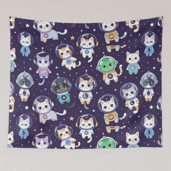 Item preview, Cute Astronaut Cats Space Pattern designed and sold by SassyArtistry.