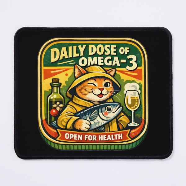 Item preview, Sardine Coastal Kitchen Art with Omega‑3 Cat   designed and sold by ZuToMi.