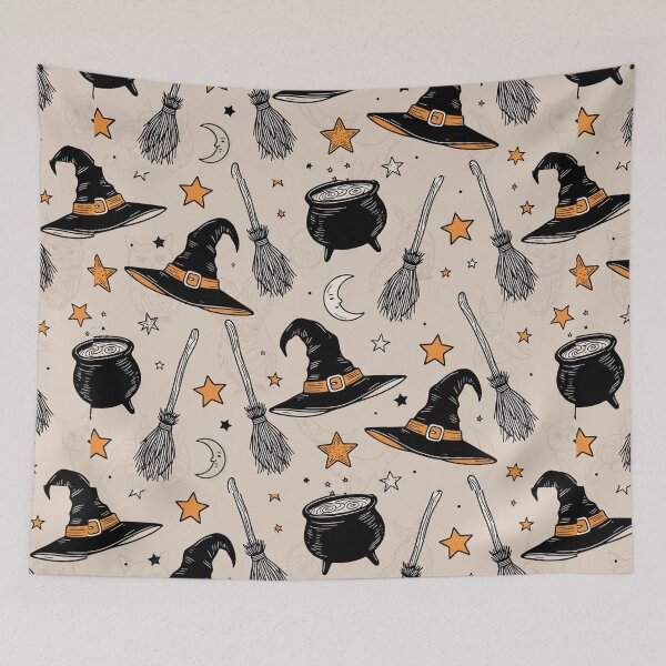 Item preview, Witch Hats and Brooms Pattern designed and sold by SassyArtistry.