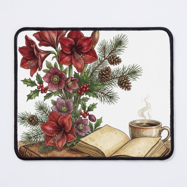 Item preview, Cozy Vintage Botanical Winter Flowers Books and Coffee designed and sold by EverBranz-stor.