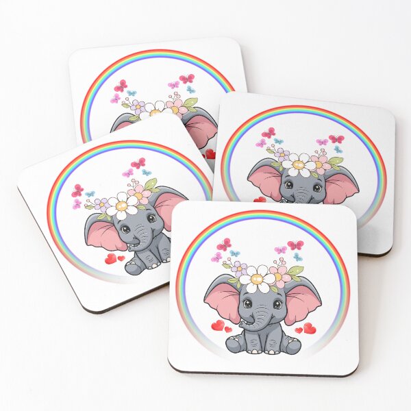 Item preview, Whimsical Baby Elephant in Rainbow Ring designed and sold by Love3Happy.