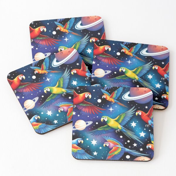 Item preview, Colorful Parrots Flying in Space designed and sold by SassyArtistry.