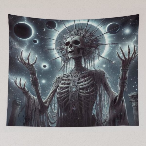 Item preview, Tzitzimime Aztec Goddess of the Stars - Dark Occult Skeleton Art designed and sold by FaresTes.