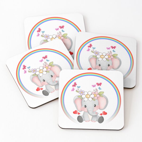 Item preview, Happy Elephant with Hearts and Butterflies designed and sold by Love3Happy.