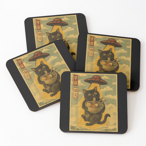 Item preview, Surreal Cat Abduction Illustration Mixing Food Humor And Sci Fi designed and sold by WilliaMaler.