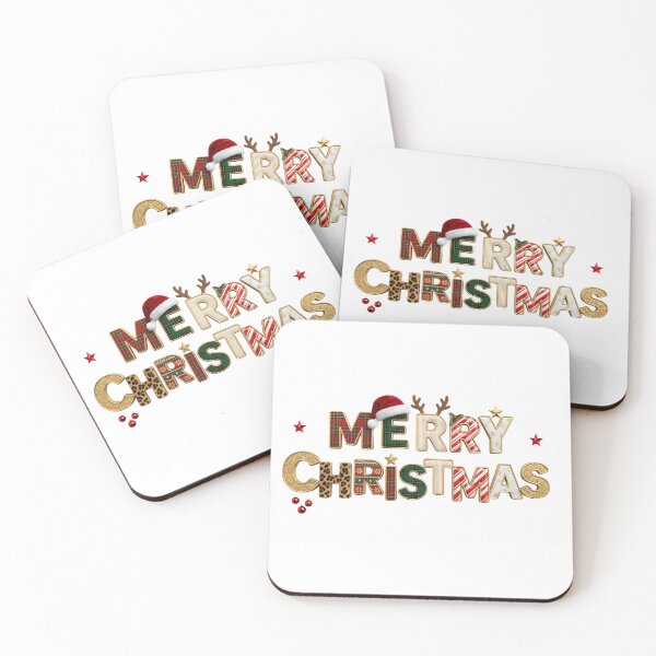 Item preview, Merry Christmas 3D Textured Typography - Plaid, Leopard & Gold Lettering designed and sold by Latikshop.
