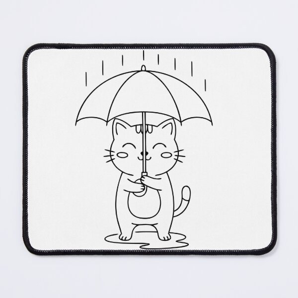 Item preview, Cute Cat Holding Umbrella Outline Illustration designed and sold by AFernandesDSG.