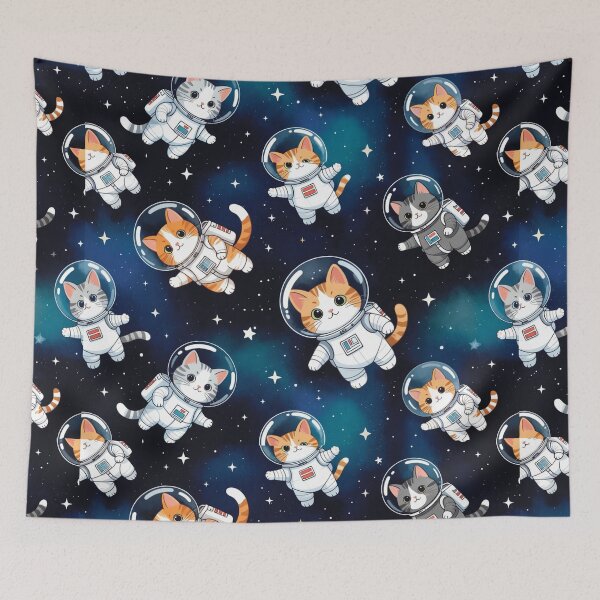 Item preview, Cute Astronaut Cats Space Pattern designed and sold by SassyArtistry.