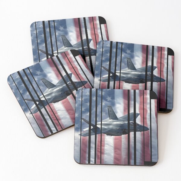 Item preview, US Fighter Jet F-35 flying on a American flag background 1 designed and sold by Neon G.