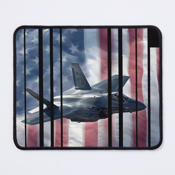 Item preview, US Fighter Jet F-35 flying on a American flag background 1 designed and sold by Neon G.