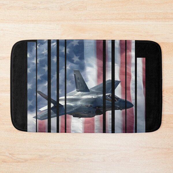 Item preview, US Fighter Jet F-35 flying on a American flag background 1 designed and sold by Neon G.