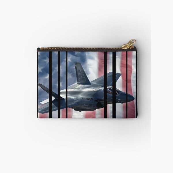 Item preview, US Fighter Jet F-35 flying on a American flag background 1 designed and sold by Neon G.