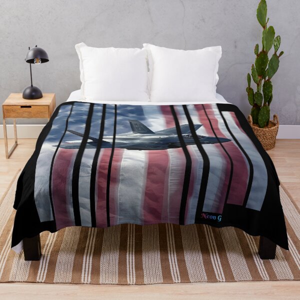 Item preview, US Fighter Jet F-35 flying on a American flag background 1 designed and sold by Neon G.