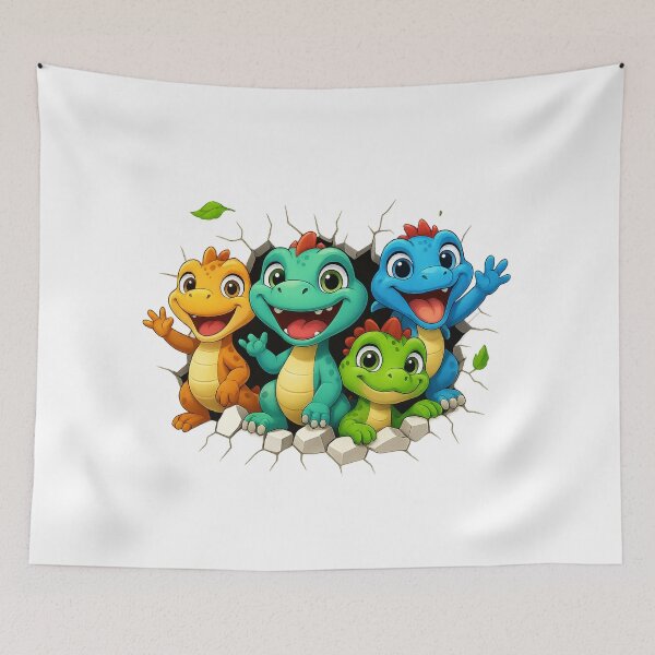 Item preview, Happy Dinosaur Friends Group Cute Cartoon designed and sold by LunaPixelStudio.