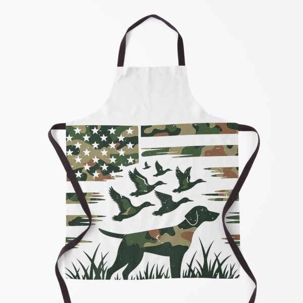 Item preview, Camouflage Hunting Dog Illustration With Ducks And Rustic Flag Design designed and sold by Altenpendinton.