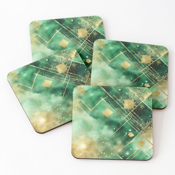 Item preview, Green Gold and White Abstract Art designed and sold by CalmnessbyChoice.