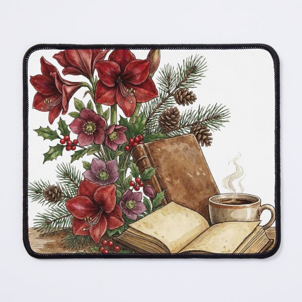 Item preview, Cozy Vintage Botanical Winter Flowers Books and Coffee designed and sold by EverBranz-stor.
