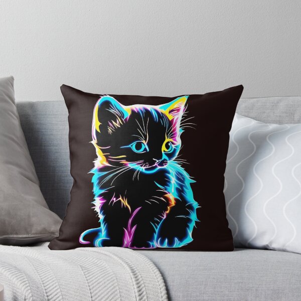Item preview, Neon Cyberpunk Kitten Glow Art designed and sold by Kruti Collection.