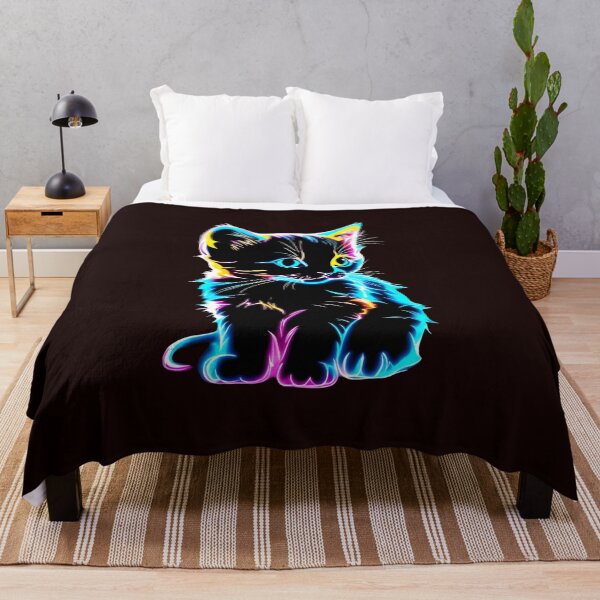 Item preview, Neon Cyberpunk Kitten Glow Art designed and sold by Kruti Collection.