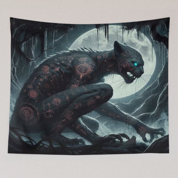 Item preview, Nagual Shapeshifter - Aztec Jaguar Spirit Dark Occult Art designed and sold by FaresTes.