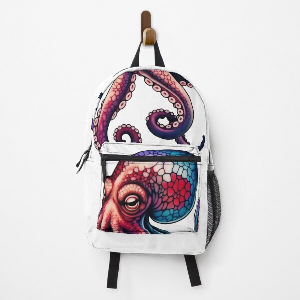 Item preview, Vibrant Red Purple Blue Octopus Sticker Colorful Sea Creature Decal for Laptops & Water Bottles designed and sold by octozap.