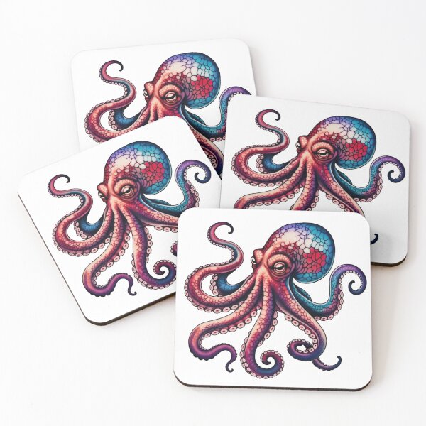 Item preview, Vibrant Red Purple Blue Octopus Sticker Colorful Sea Creature Decal for Laptops & Water Bottles designed and sold by octozap.