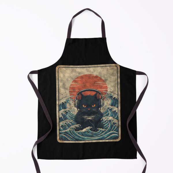 Item preview, Gamer Cat Japanese Wave Vintage Gaming Art designed and sold by FreshVibe Prints.