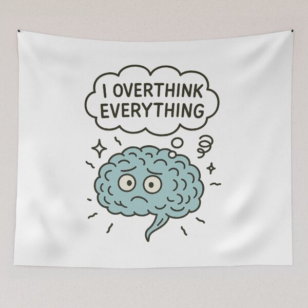 Item preview, Cute Overthinking Brain Cartoon Illustration designed and sold by HiteshArt111.