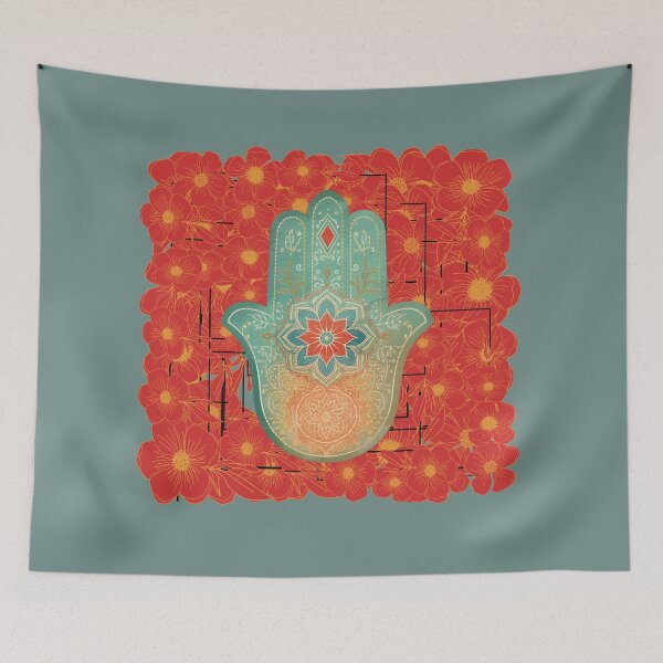Item preview, Floral Hamsa with Mandala – Spiritual Protection and Vital Energy designed and sold by JuanaDesigns.