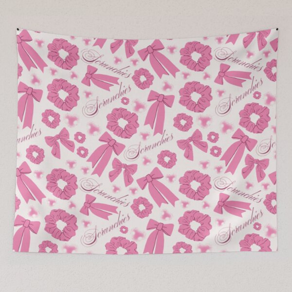 Item preview, Girly pastel Pink Scrunchie Pattern Velvet & Satin Hair Accessory designed and sold by DesignYourWaystore.