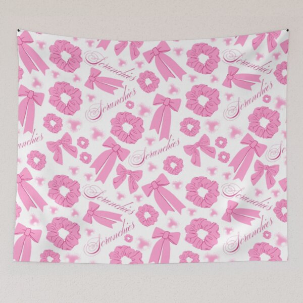 Item preview, Girly pastel Pink Scrunchie Pattern Velvet & Satin Hair Accessory designed and sold by DesignYourWaystore.