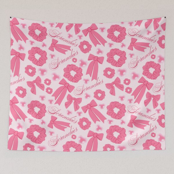 Item preview, Girly pastel Pink Scrunchie Pattern Velvet & Satin Hair Accessory designed and sold by DesignYourWaystore.