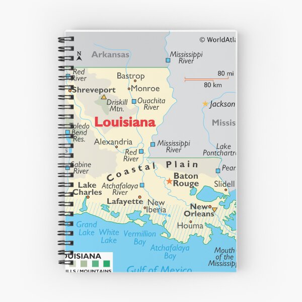 Item preview, Louisiana State Map with Cities and Rivers designed and sold by WorldAtlas.com.