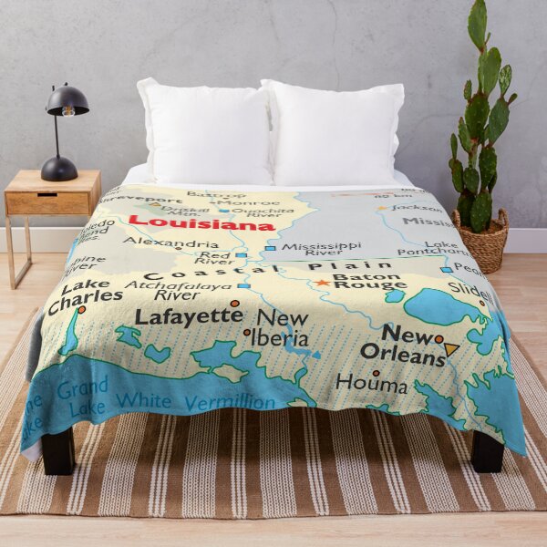 Item preview, Louisiana State Map with Cities and Rivers designed and sold by WorldAtlas.com.