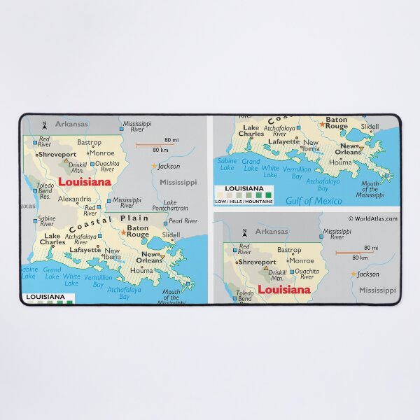 Item preview, Louisiana State Map with Cities and Rivers designed and sold by WorldAtlas.com.
