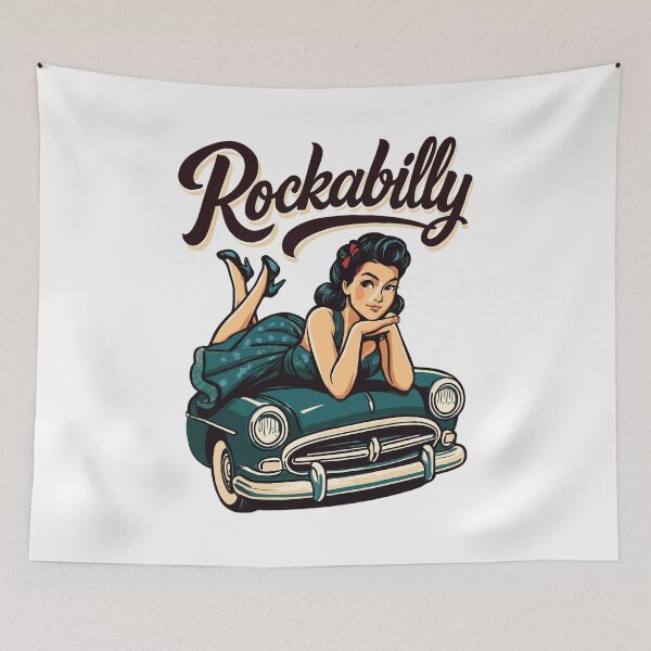 Item preview, Rockabilly vintage car, pin-up girl gift designed and sold by Pineapple-Tree.