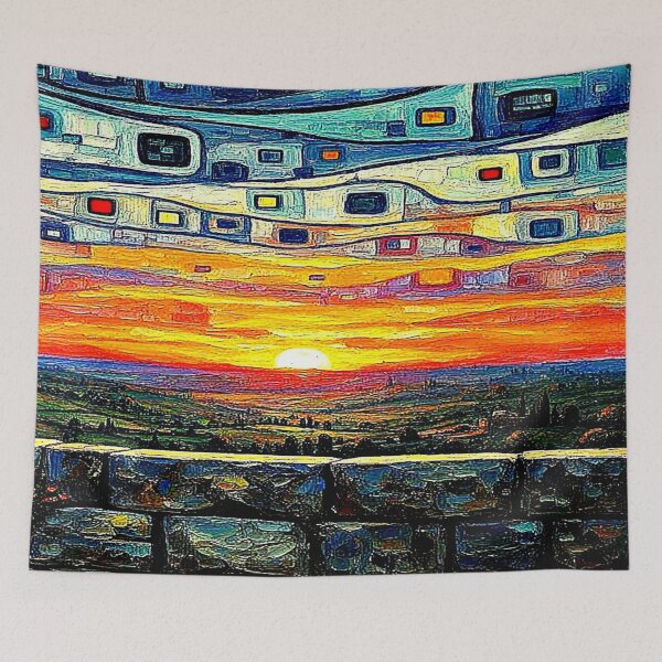 Item preview, Geometrically clouded landscape designed and sold by George Hutton Hunter.