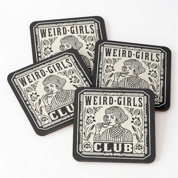 Item preview, weird girls club, tea, woodcut designed and sold by Captain Banjo.