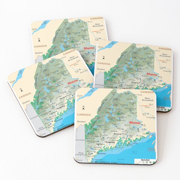 Item preview, Maine State Map with Cities and Coastline designed and sold by WorldAtlas.com.
