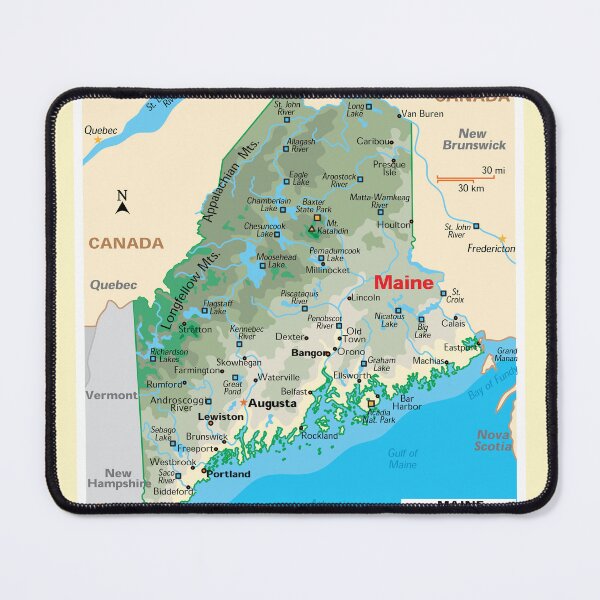 Item preview, Maine State Map with Cities and Coastline designed and sold by WorldAtlas.com.