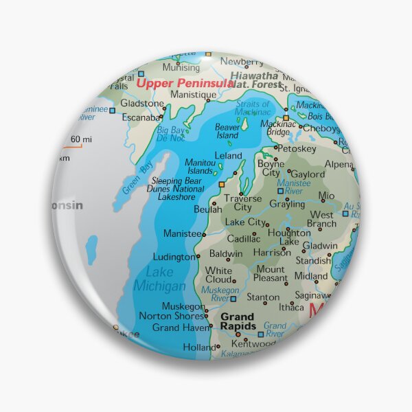 Item preview, Detailed Michigan Map – Upper and Lower Peninsula designed and sold by WorldAtlas.com.