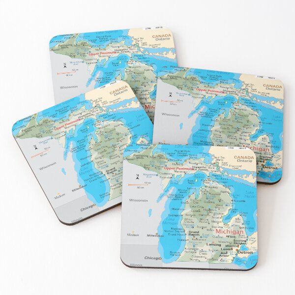 Item preview, Detailed Michigan Map – Upper and Lower Peninsula designed and sold by WorldAtlas.com.