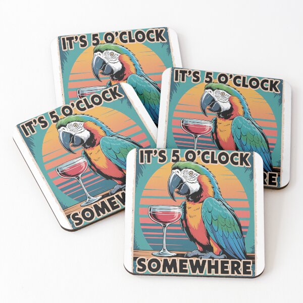 Item preview, It's 5 O'clock Somewhere Drinking Parrot Cocktail Summer designed and sold by LacostCarl.